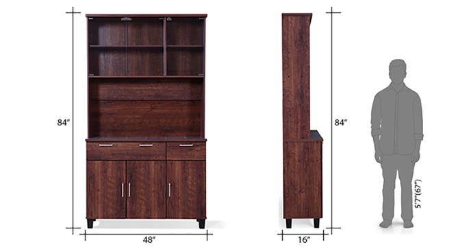 Portley 6-Door Kitchen Cabinet(Walnet)